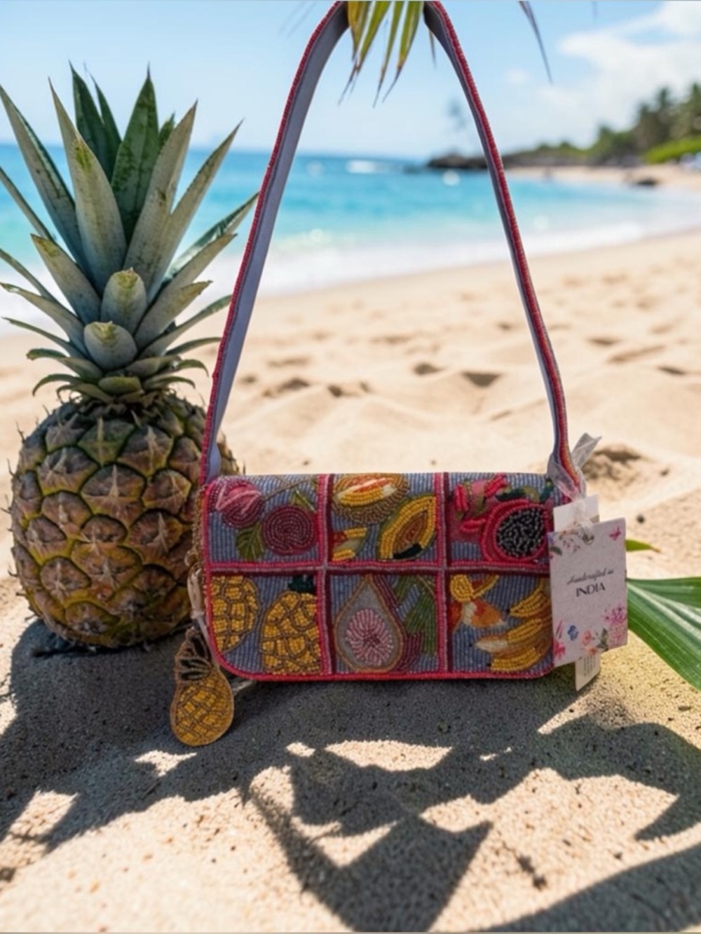 Multicolor Fruit Beaded Shoulder Bag